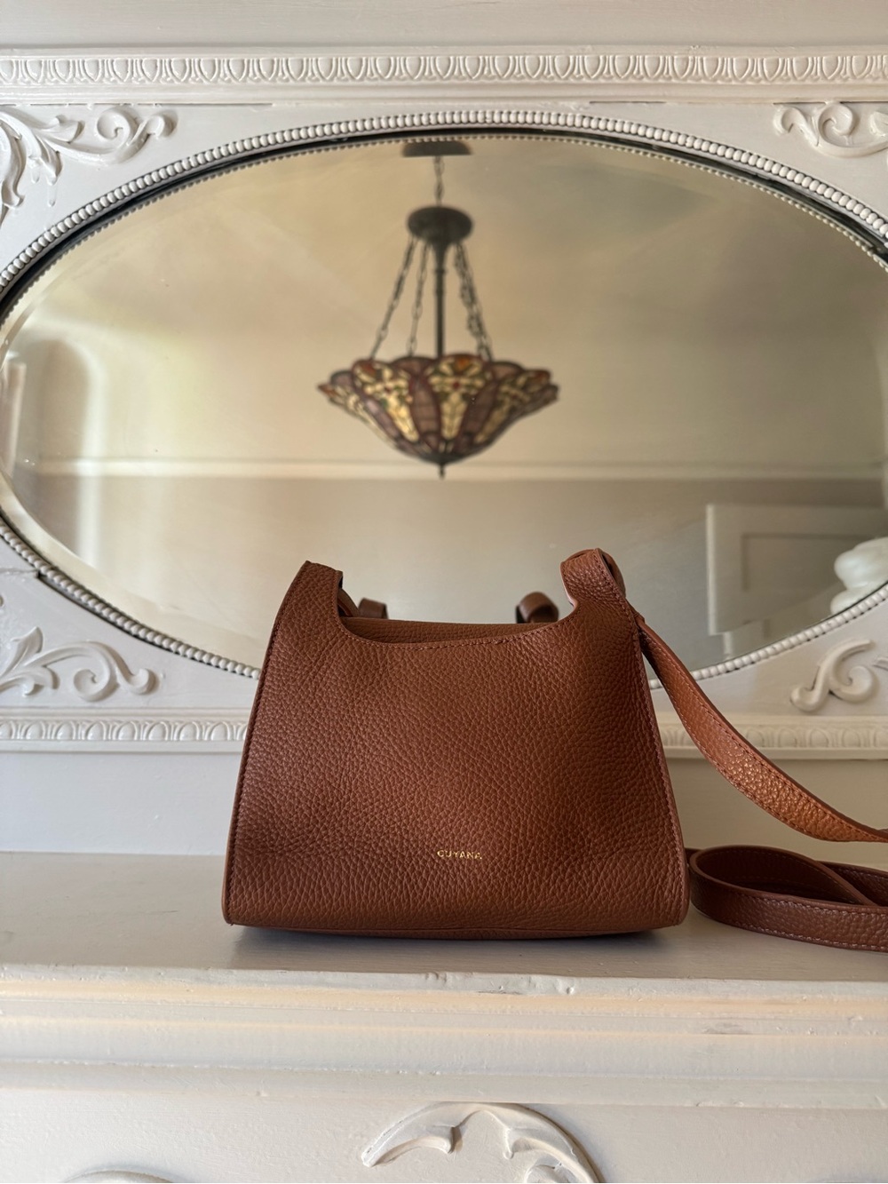 Cuyana Brown Leather Crossbody Bag
